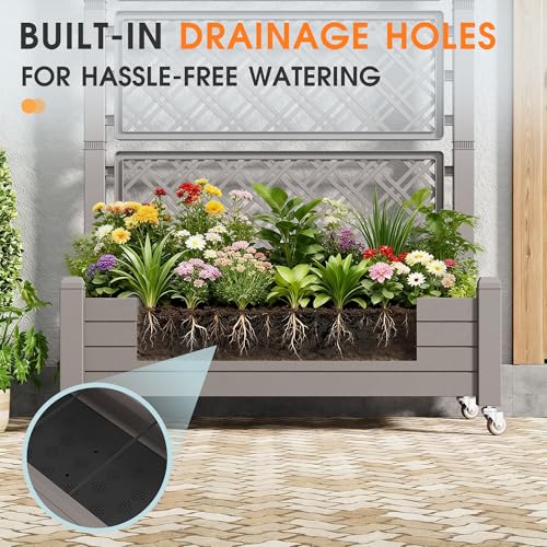 Elevated Raised Garden Bed with Wheels,Planter Box,Gray-61.2" h - color: Gray, size: 61.2"h