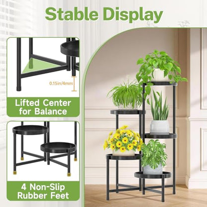 iDavosic.ly 5 Tier Large Plant Stand with Grow Light, 10 Inch Tray, Black - color: Black with Lights, size: 5 Tiers