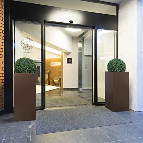 14Lx14Wx30H Rust-resistant Metallic Outdoor Indoor Tall Planter Set of 2 - color: Espresso
