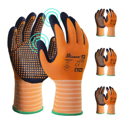 Schwer 3/6/12 Pairs Safety Work Gloves, MicroDot Abrasion & Grip, LT5619, S - size: Small