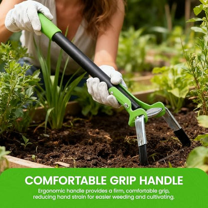 Garden Guru Action Stirrup Hoe Garden Tool, 17.5-Inch Long with Ergonomic Handle, Heavy Duty Rust-Resistant Steel Loop Hoe for Weeding, Planting, Furrowing & Soil Cultivation (2 Pack) - size: 2 Pack