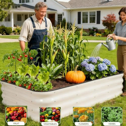 4-in-1 Modular Raised Garden Bed-5x3x1ft Adjustable in 4 Sizes - color: White, size: 5×3×1FT