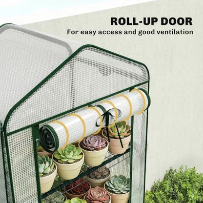 Outsunny 5 Tier Mini Greenhouse w/ Screen Roof 27.6" x 19.7" x 75.6" White - color: White, size: 5 Tier