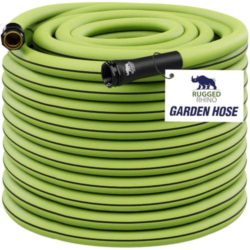 RUGGED RHINO Heavy Duty Garden Hose 75ft x 5/8in, Green and Black - color: Green/Black, size: 75 Feet