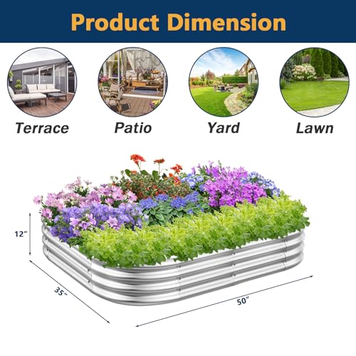 RAYKEEP 4x3x1ft Galvanized Raised Garden Beds, Pack of 01 - Silver - color: 1pcs, size: 4x3x1ft