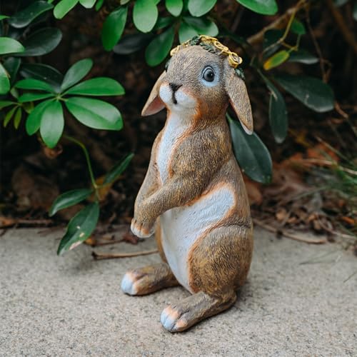 Bunny Indoor Outdoor Garden Statue Resin Easter Figurines Home Yard Decor - color: Medium Flower Rabbit