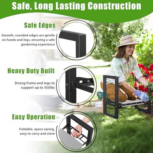 Garden Kneeler and Seat, 12.7" Wide Folding Heavy Duty Gardening Bench with Handles for Kneeling and Seat, Multifunctional Kneeler Stool for Women Seniors,Relieve Knee Back Pain,Gardening Tools Gifts