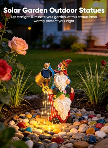 Brightown Solar Garden Gnomes Outdoor Statue with 36 LED Lights - color: Red-White Gnome