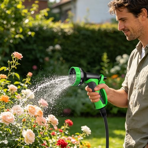 Besiter Garden Hose Nozzle with 10 Spray Patterns : 2 Pack High Pressure Water Sprayer for Car Washing, Pet Bathing & Lawn Care with Lock Feature & Comfort Grip – Fits All 3/4" Standard Hoses Thread - color: BlueGreen