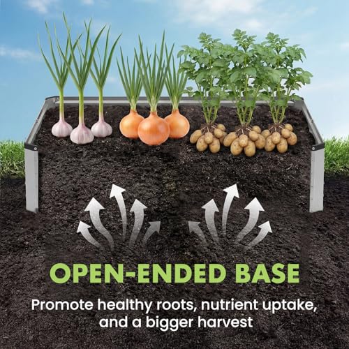 DUMOS Galvanized Raised Garden Bed Outdoor, Planter Box, 8x4x2ft - color: Silver, size: 8×4×2ft