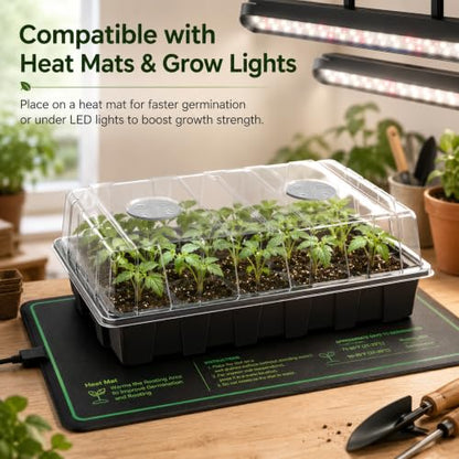 Gardzen 5 Pack Seed Starter Trays with Vented Domes 75 Cell Black - size: 15-Cell Black 5-Pack