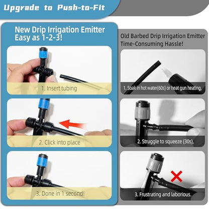 10PCS Push-to-Connect Drip Irrigation Emitters for 1/4 inch Irrigation Tubing, Two-Way Connection Adjustable Vortex Drip Emitters with Stake, Irrigation Dripper Sprinklers for Drip Irrigation System - size: 10PCS Two-Way Drip Irrigation Vortex Emitters