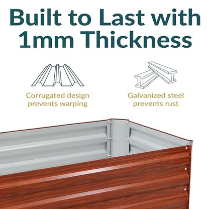 Sunnydaze Galvanized Raised Garden Bed, Rectangle, 4x2x1 ft, Woodgrain - color: Woodgrain