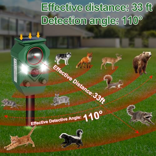 Solar Powered Ultrasonic Animal Repeller with PIR Sensor, 1 Pack - size: 1 Count (Pack of 1)