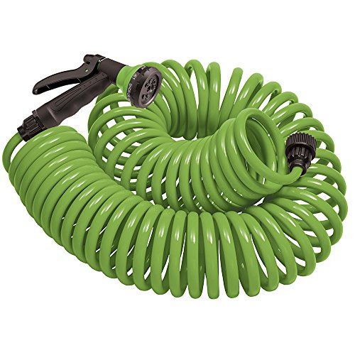 Orbit Coil Garden Hose, 50 ft, with 8-Pattern Nozzle, Green - 27389 - color: Green, size: 50 ft