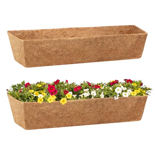 Legigo 2 Pack Rectangle Coco Liners for Planters- 36 Inch Window Box Liners - size: 36 Inch