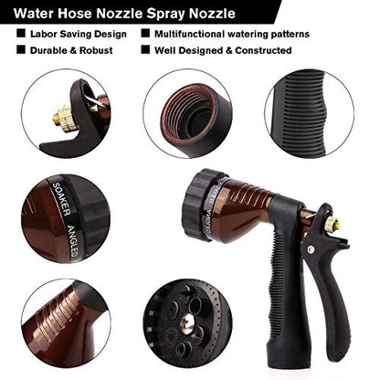 GREEN MOUNT Water Hose Nozzle Spray Nozzle, Metal Garden Hose Nozzle with Adjustable Spray Patterns, Perfect for Watering Plants, Washing Cars - color: Bronze