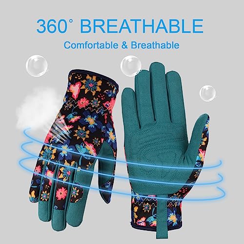 Bamllum Gardening Gloves for Women, Leather Garden Gloves - color: Shuicailv