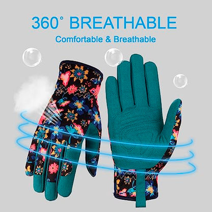 Bamllum Gardening Gloves for Women, Leather Garden Gloves - color: Shuicailv
