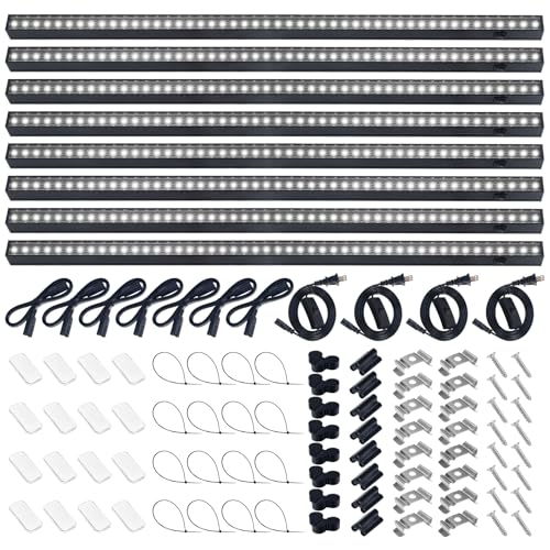 Barrina T5 Grow Lights, 2FT 80W(8 x 10W) Black Cover, 5000K White, 8 Packs - color: White, size: 2ft-black Cover