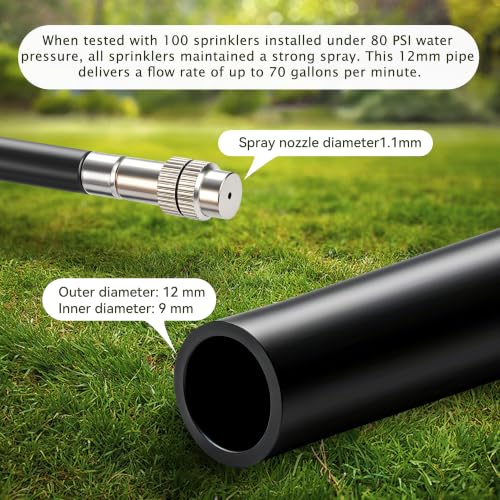 75FT High-Flow Irrigation System for Garden, 12mm Main Tubing, 40 Nozzles - size: 75Ft