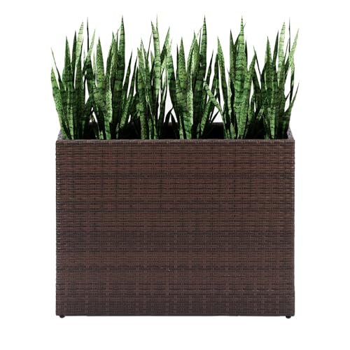 LEWIS&WAYNE Tall Planters for Outdoor Wicker Large Rectangular Block Box - color: Brown