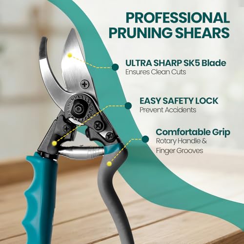 Heavy Duty Branch Cutter, Ergonomic Garden Clippers Shears for Gardening