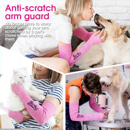 ANSI A5 Cut Resistant Arm Sleeves for Men Women - color: Pink, size: Large