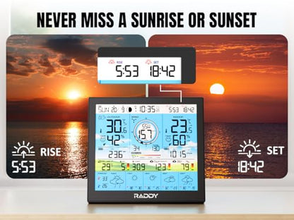 Raddy WF-120P Wi-Fi Weather Station with App, 10 Inch HTN Display