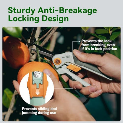 PrunePro® 3 Pack Garden Pruning Shears Set - 8" Bypass Prunes 7" Garden Scissors 27"-35" Extendable Hedge Shears Effortless Cut Stainless Steel Sharp Blade Arthritis Friendly Plant Clippers