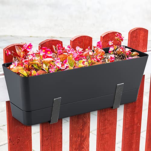 Skelang 3 Pcs Rectangular Plant Pot, 12" Flower Planter Box, Windowsill Container for Succulent, Herb, Vegetable (Black) - color: Black, size: 12 inches