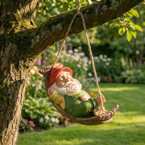 TERESA'S COLLECTIONS Green Garden Gnome Statues for Garden Decor - size: Medium