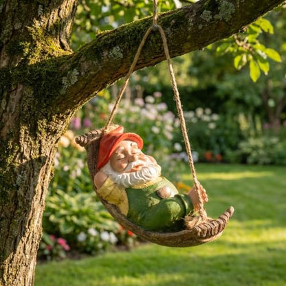 TERESA'S COLLECTIONS Green Garden Gnome Statues for Garden Decor - size: Medium