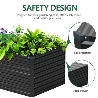 Vengarus 4x2x2ft Galvanized Raised Garden Bed,Metal Raised Beds Kit Black - color: Black, size: 4x2x2 ft