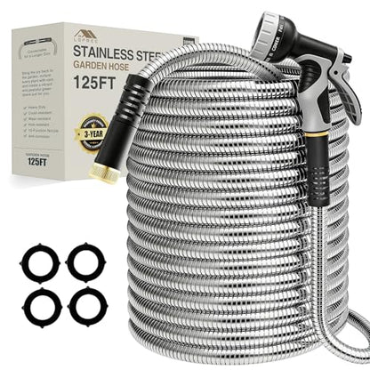 Lefree 125ft Stainless Steel Garden Hose - color: Gray, size: 125FT