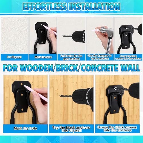6 Pack Hanger Wall Mount Hooks for Garage Rack
