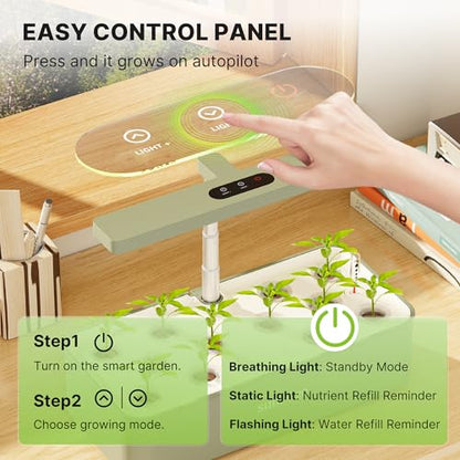 SUNCOZE Hydroponics Growing System, Compact 12 Pods Indoor Garden, Green - color: Green