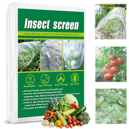 10 X 33 FT Breathable Garden Mesh Netting Pest Barrier for Raised Beds - color: White Netting, size: 10x33ft