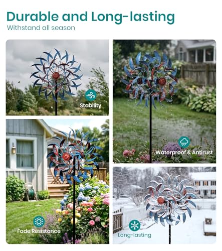 4 Layer Wind Spinners Metal Vine Scroll Kinetic Garden Yard Art Decor - color: Vine