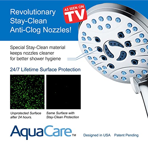 AquaCare 8-mode High Pressure Handheld Shower Head with 2-mode Power Wash - color: Premium Chrome, style: 1.8 Gallon Per Minute