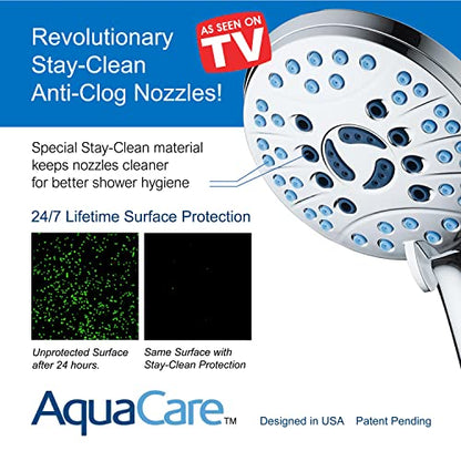 AquaCare 8-mode High Pressure Handheld Shower Head with 2-mode Power Wash - color: Premium Chrome, style: 1.8 Gallon Per Minute