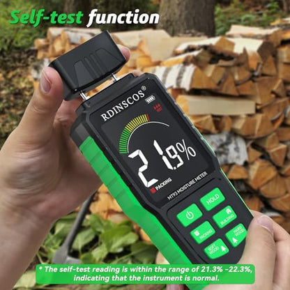 RDINSCOS MT93 Wood Moisture Meter, Rechargeable Wood Moisture Detector - color: Green