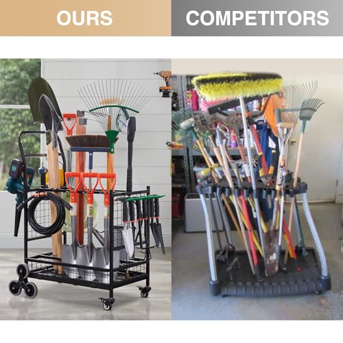 Lauren&Harold Garden Tool Organizer with 2 Stair-Climbing Wheels