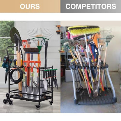 Lauren&Harold Garden Tool Organizer with 2 Stair-Climbing Wheels