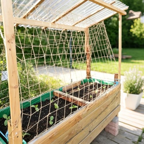 6.56 Ft * 6.56 Ft Jute Trellis Netting, Heavy-Duty Garden Plant Climbing Support Net for Vining Fruits, Vegetables & Flower Plants. - size: 2M*2M