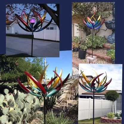 Bits and Pieces Tulip Wind Spinners Metal Yard Decor Windspinner