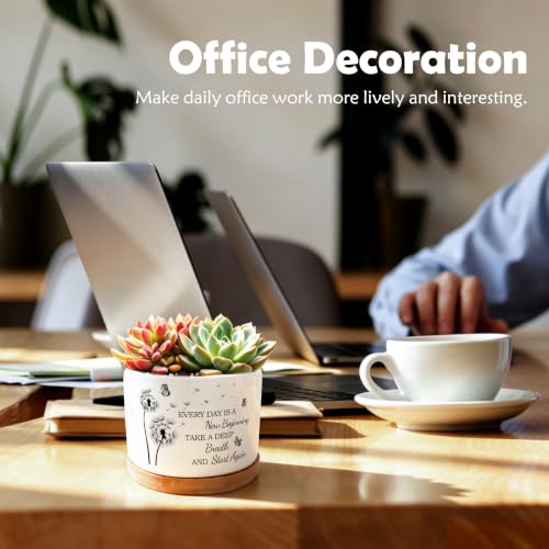 Butterfly Dandelion Inspirational Planter Pots, Every Day New Beginning Ceramic Succulent Plant Flower Planters(No Plants) - color: Style 05