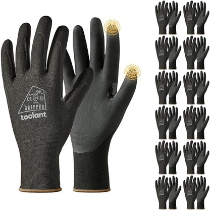 toolant Microfoam Nitrile Work Gloves with Grip, 12 Pairs, Black, Large - color: Black-12pairs, size: Large