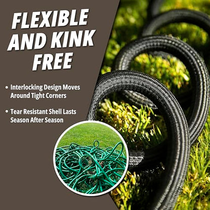 Hydrosteel PRO 100 Ft Heavy Duty Metal Garden Hose with Nozzle, Water Hose Made from 304 Stainless Steel, Flexible, Lightweight, Brass Crush Resistant Fittings, Kink Free, 5/8” Diameter, 600 PSI - size: 100 Feet