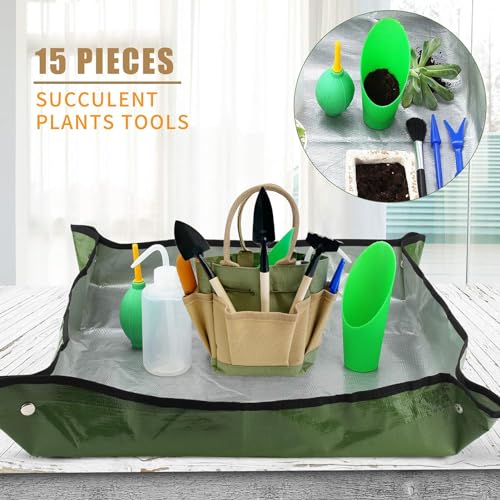 G GOOD GAIN Garden Succulent Kit with Organizer Bag,15 Pieces, Green - style: Green